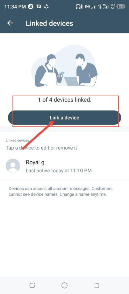 Click on link a device option