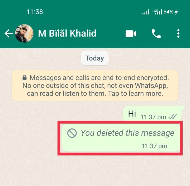 delete a WhatsApp message for everyone after you've deleted them