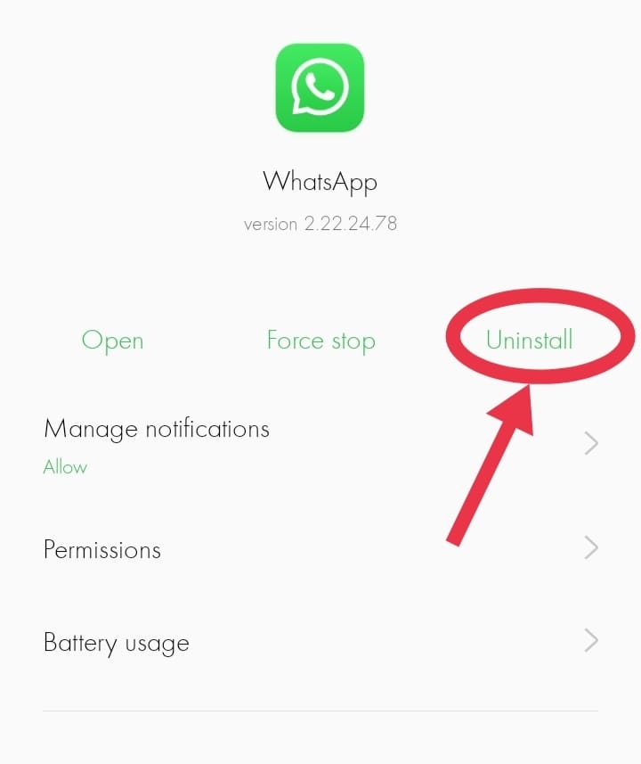 How to uninstall WhatsApp from mobile