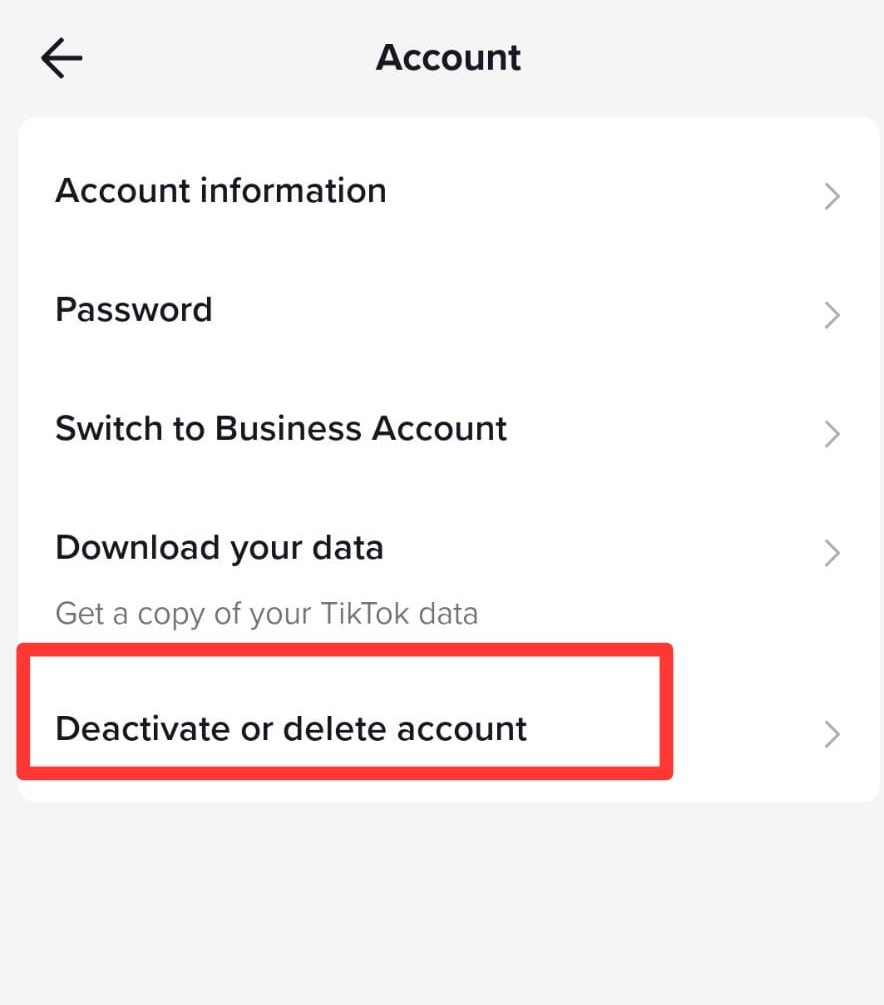 deactivate a tiktok account