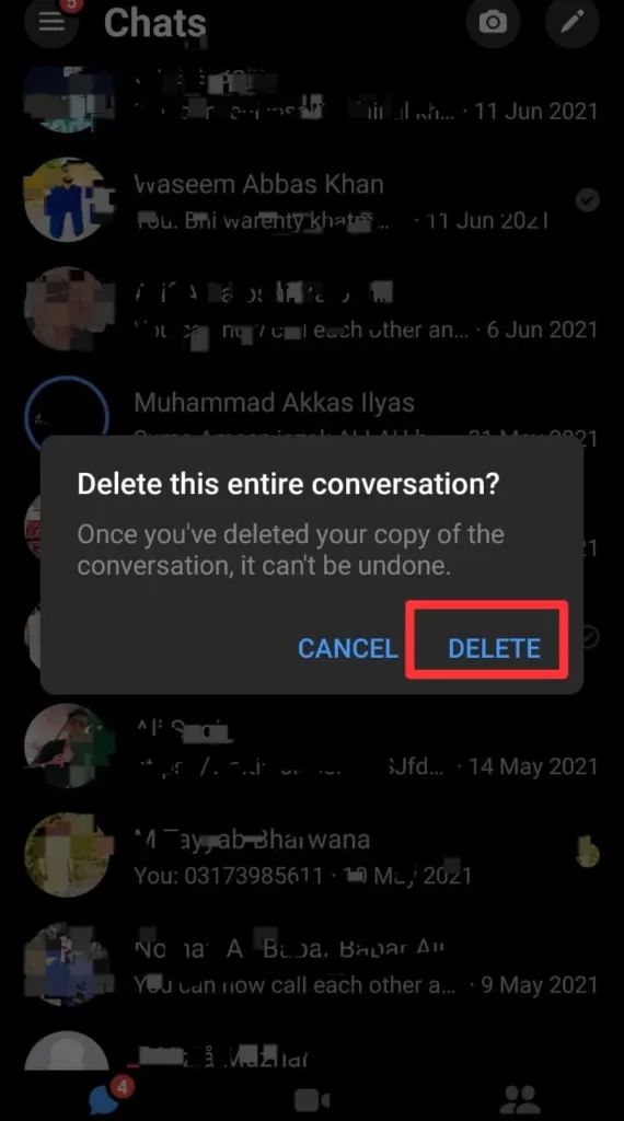 4 Delete a Contact From Facebook Messenger