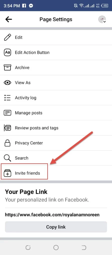 4. add an invite button to the Facebook page