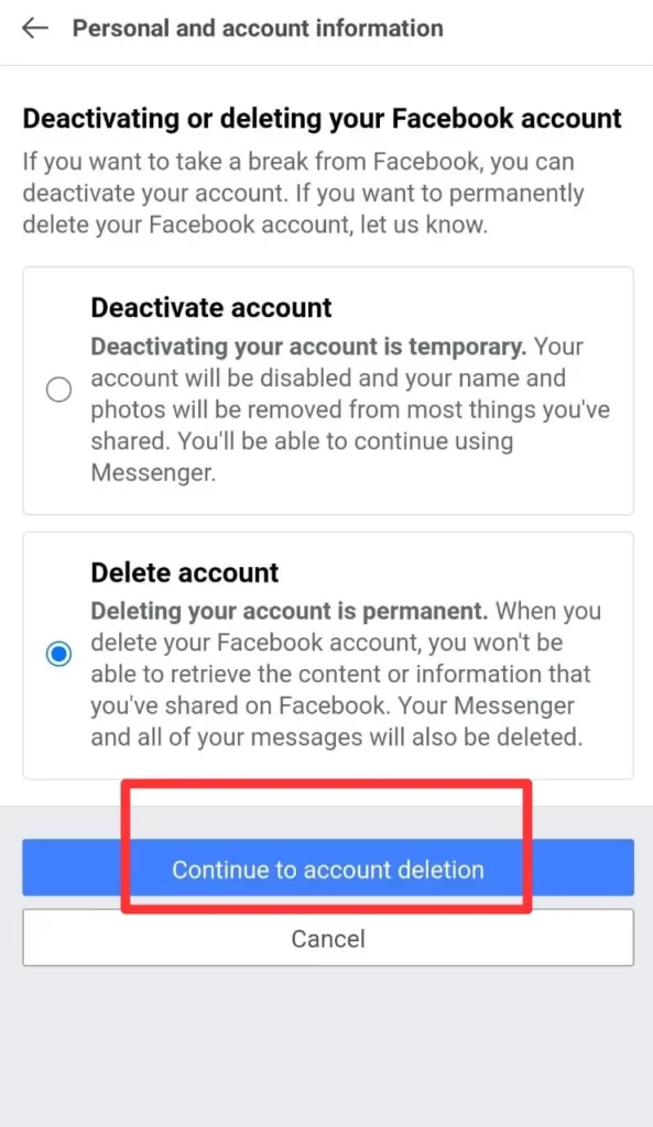 7 Delete My Facebook Account From FB Lite