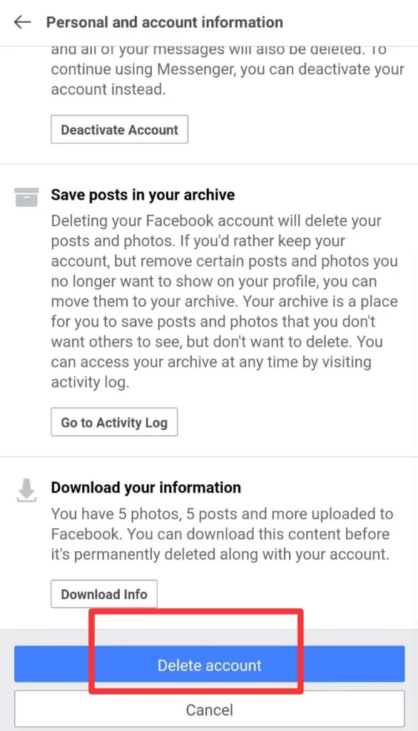 8 Delete My Facebook Account From FB Lite