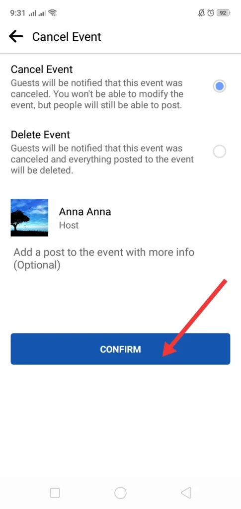 8cancel an event on Facebook
