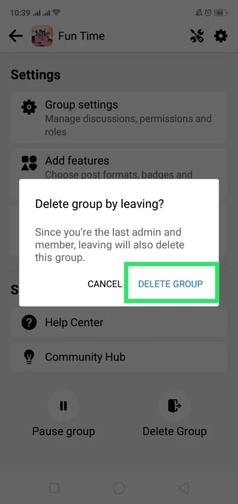 9permanently delete a Facebook Group