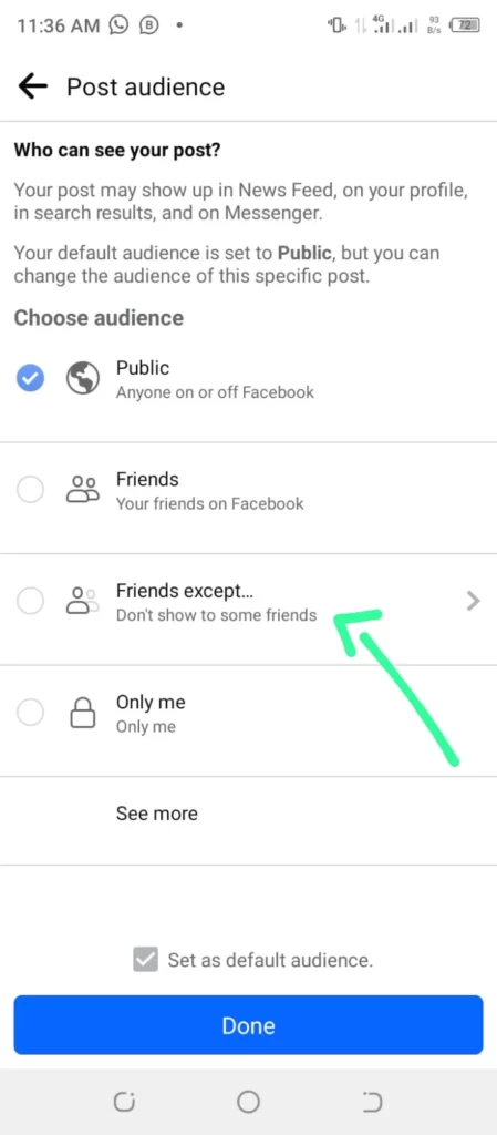 Select the friend except option