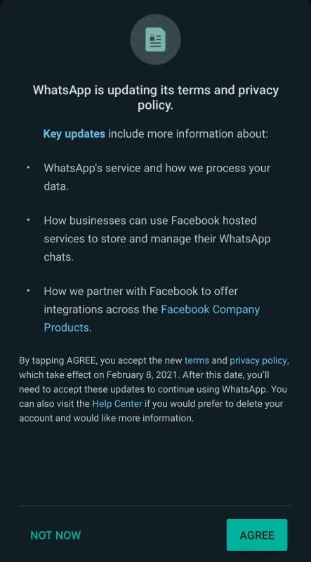 Accept WhatsApp New Policy